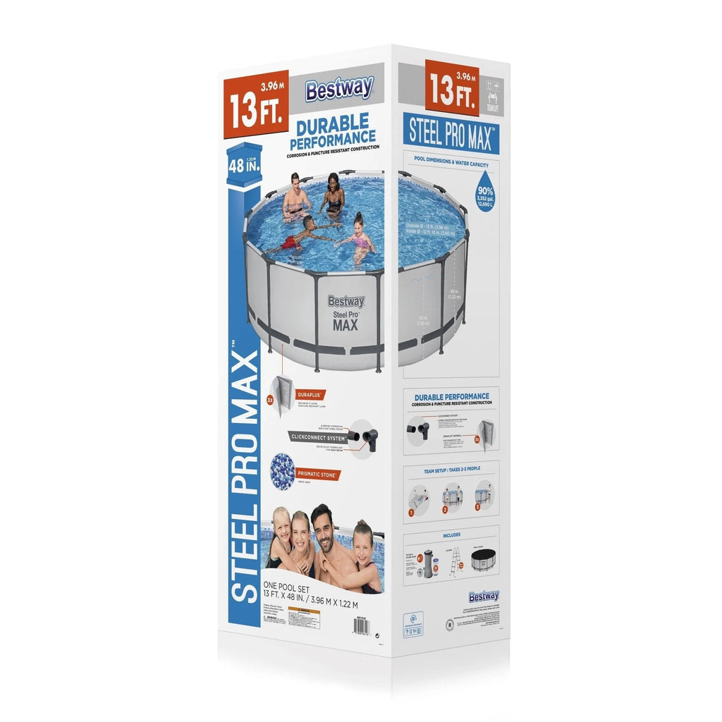 Rond bovengronds zwembad Bestway Steel Pro MAX met pomp en afdekzeil