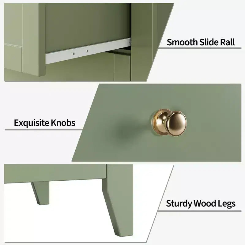 Cassettiera alta 42.5 pollici con 5 cassetti per camera da letto, mobile contenitore in legno con cassetti profondi 11.9 pollici e pomelli in metallo dorato, ideale per ingresso o corridoio