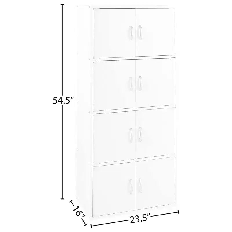 Bibliothèque-meuble de rangement fermé Hodedah HID44, robuste, avec 8 portes, à poser au sol, multifonction pour la maison et le bureau, finition bois de hêtre