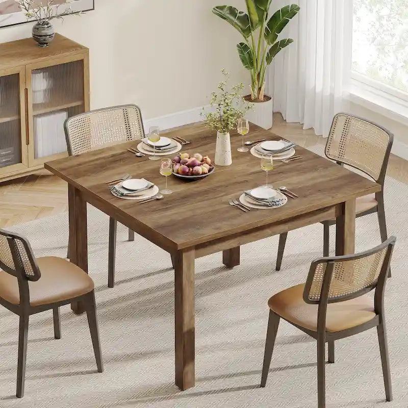 Table à manger carrée de 39.4 pouces pour 2 à 4 personnes, avec pieds en bois massif, pour le salon et la salle à manger
