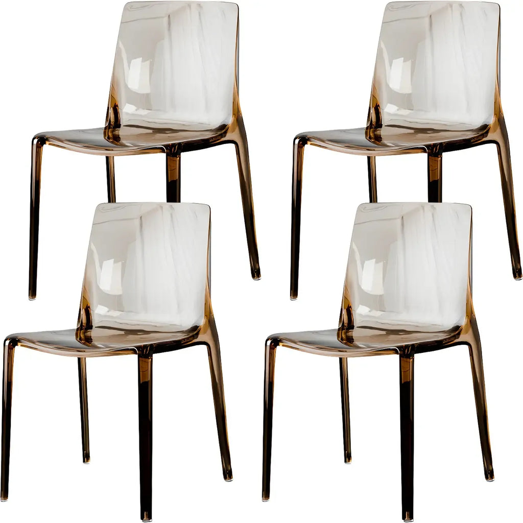Chaise de salle à manger ambre en acrylique, sans accoudoirs et à dossier bas