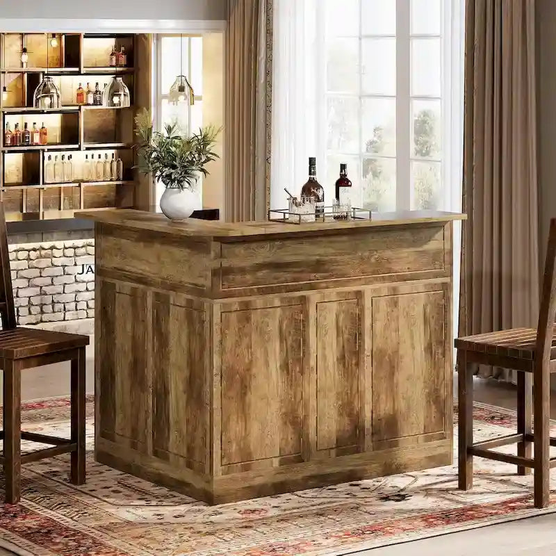 Meuble-bar en forme de L avec porte-verres à pied pour bar à domicile