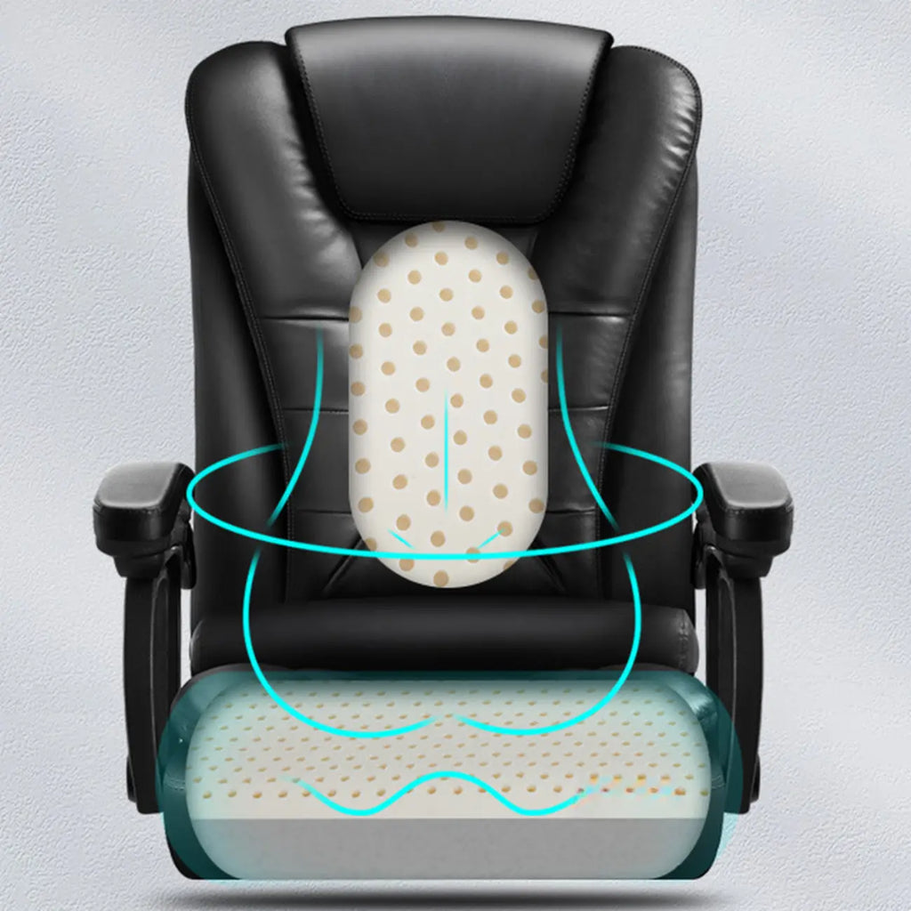 Fauteuil de bureau pivotant ergonomique en cuir noir avec repose-pieds