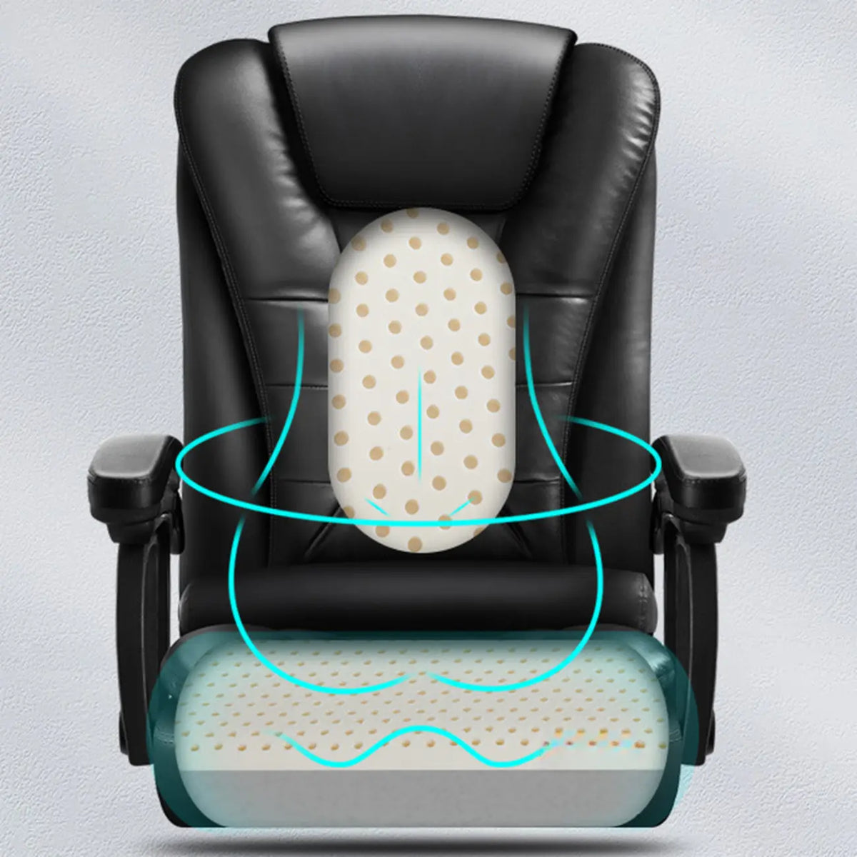 Fauteuil de bureau pivotant ergonomique en cuir noir avec repose-pieds
