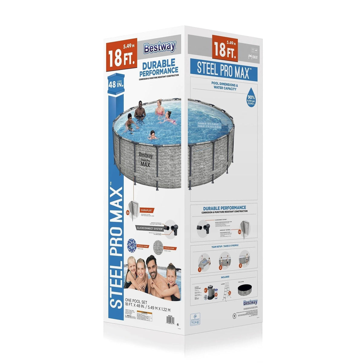 Rond bovengronds zwembad Bestway Steel Pro MAX met pomp en afdekzeil