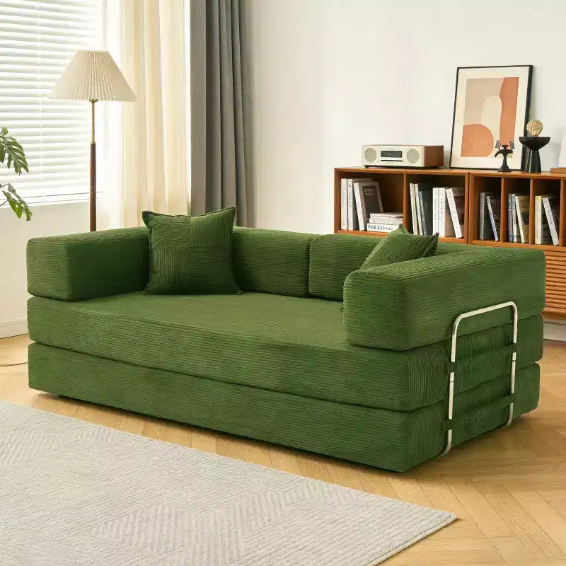 Dyonery canapé-lit pliant 78 en velours côtelé, convertible en lit, format king size, couchage au sol, canapé modulable 4-en-1 à combiner soi-même, confortable et dépliable.