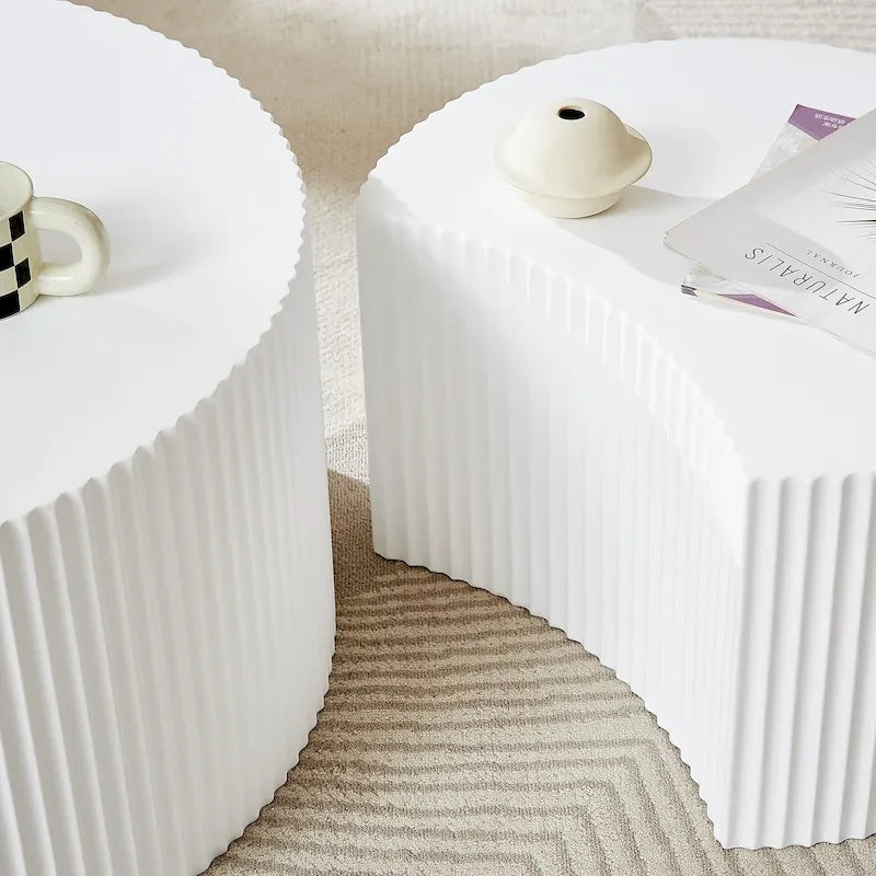 Set di tavolini rotondi da salotto impilabili, stile glam moderno (set da 2), non assemblato