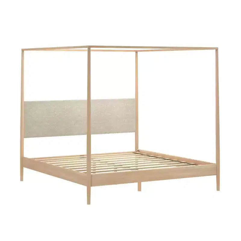 Harbor Himmelbett in King-Size mit gepolstertem Kopfteil, Blond/Swiss Coffee (MD2411-01)