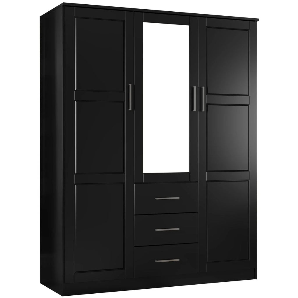 Palace Imports Cosmo Kleiderschrank mit 3 Türen aus 100 % Massivholz und Türen aus Massivholz oder mit Spiegel