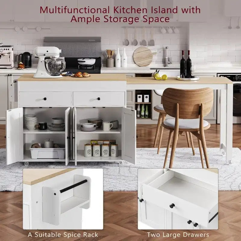 Keukeneiland met uitschuifbare eettafel