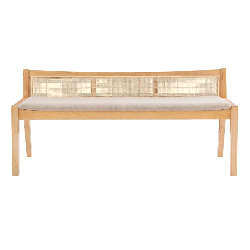Gerahmte Bank aus gewebtem Rattan und Rohrgeflecht – 52,5 – Beige