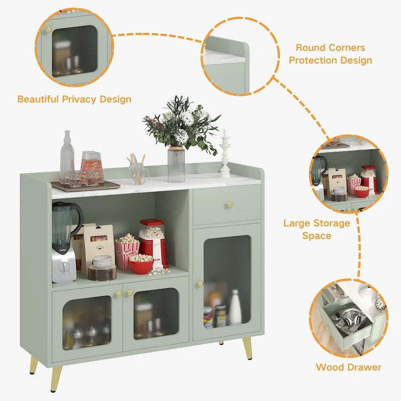 Sideboards mit Acryltür, Küchenschränke zur Aufbewahrung, Kaffeebartische aus Holz