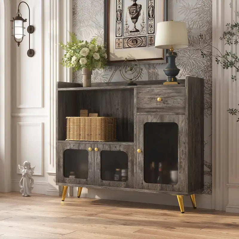 Sideboards mit Acryltür, Küchenschränke zur Aufbewahrung, Kaffeebartische aus Holz