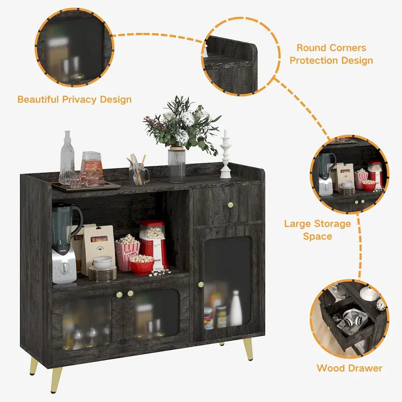 Sideboards mit Acryltür, Küchenschränke zur Aufbewahrung, Kaffeebartische aus Holz