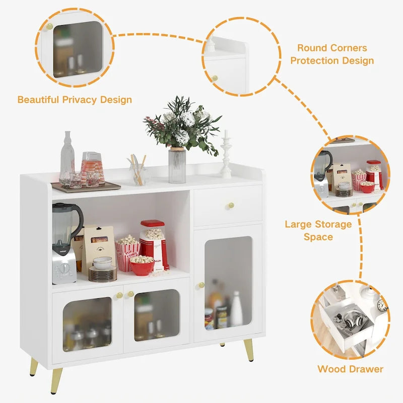 Sideboards mit Acryltür, Küchenschränke zur Aufbewahrung, Kaffeebartische aus Holz