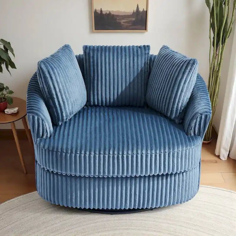 Extra brede 43 W pluchen draaibare kuipstoel van ribfluweel met verzonken armleuningen