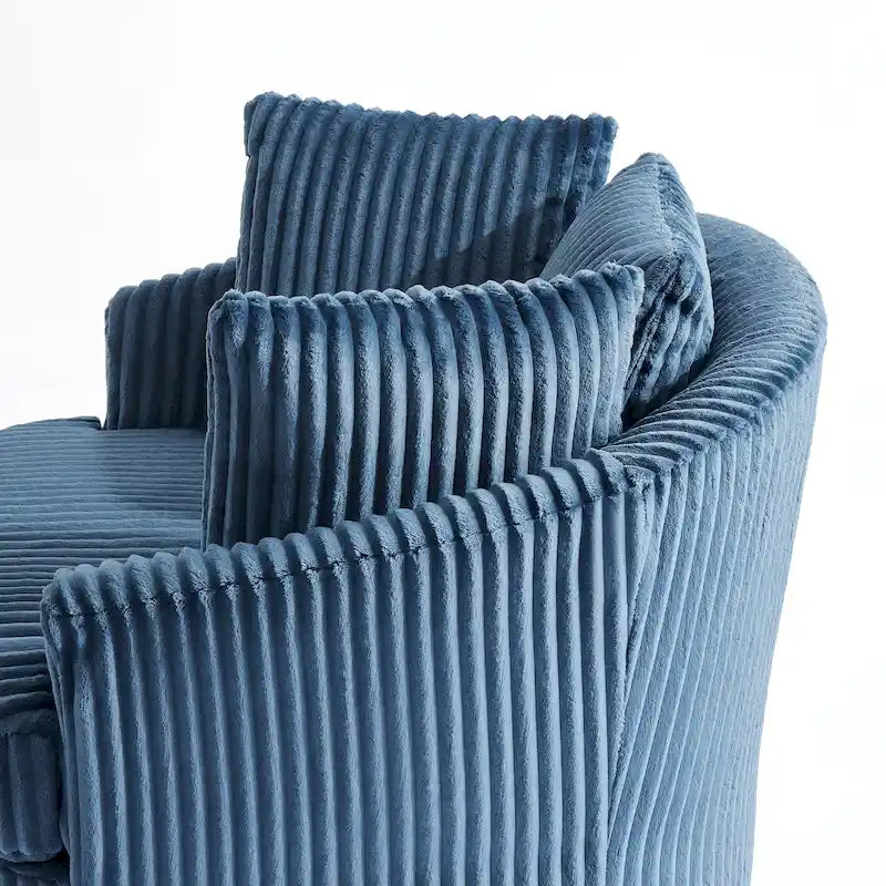 Extra brede 43 W pluchen draaibare kuipstoel van ribfluweel met verzonken armleuningen