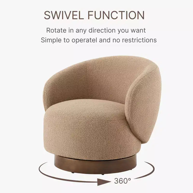 Spruce&Spring gestoffeerde draaibare fauteuil met kuipvormige rugleuning en houten onderstel