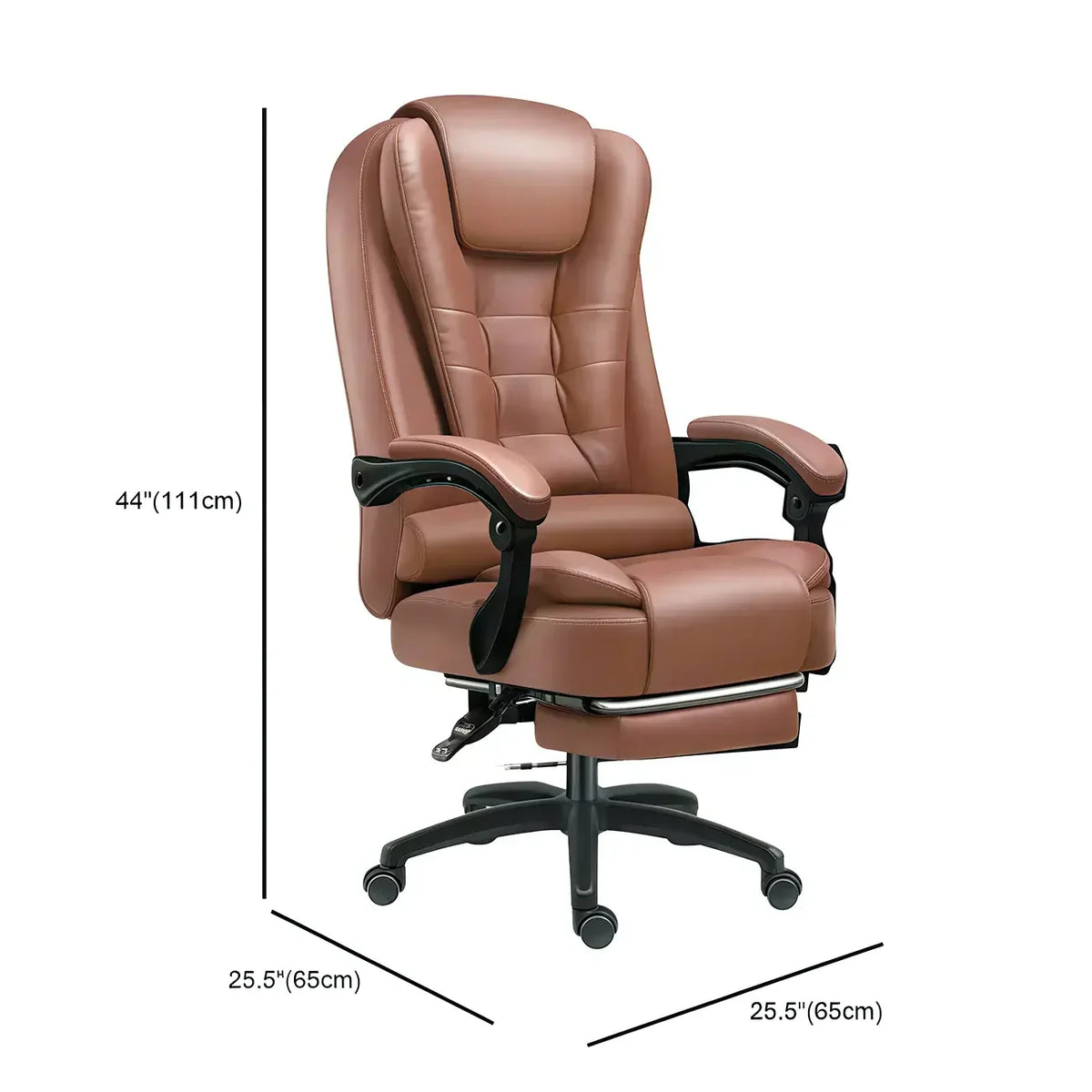 Fauteuil de bureau pivotant ergonomique en cuir noir avec repose-pieds
