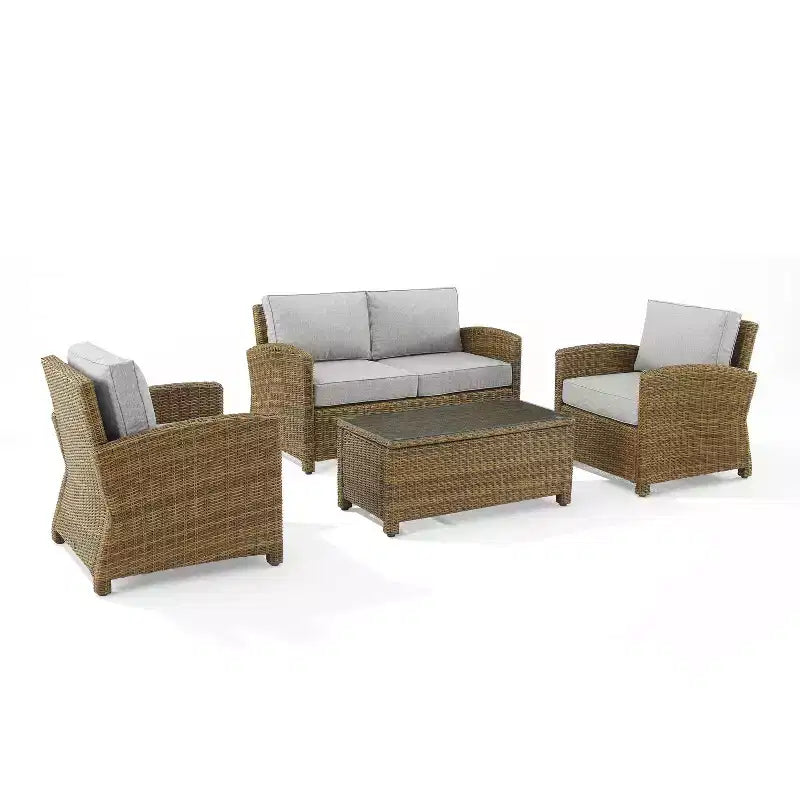 Set da esterno Bradenton in vimini, 4 pezzi - Crosley