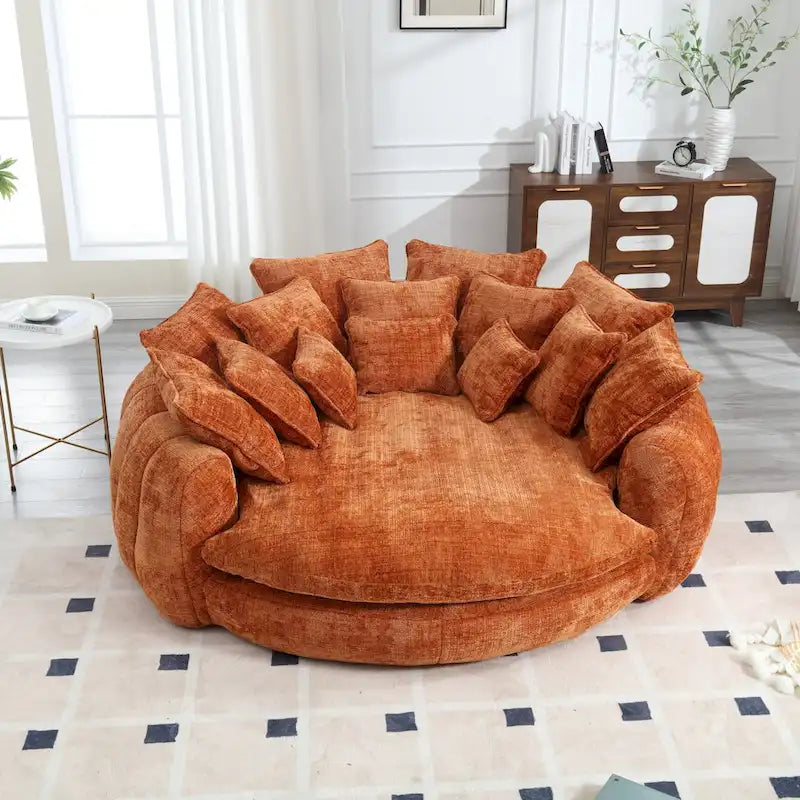 Comodo divano letto matrimoniale a forma di pagnotta, formato extra-large con braccioli