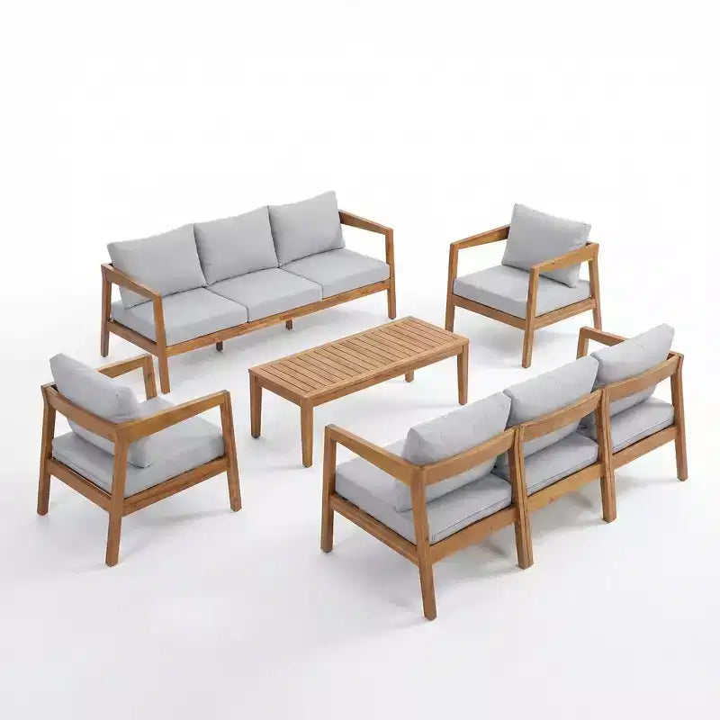 ModernLuxe Gartenmöbel-Set aus Akazienholz mit 4/5 Teilen, Outdoor-Sitzgruppe mit Couchtisch für Veranda/Garten/Balkon