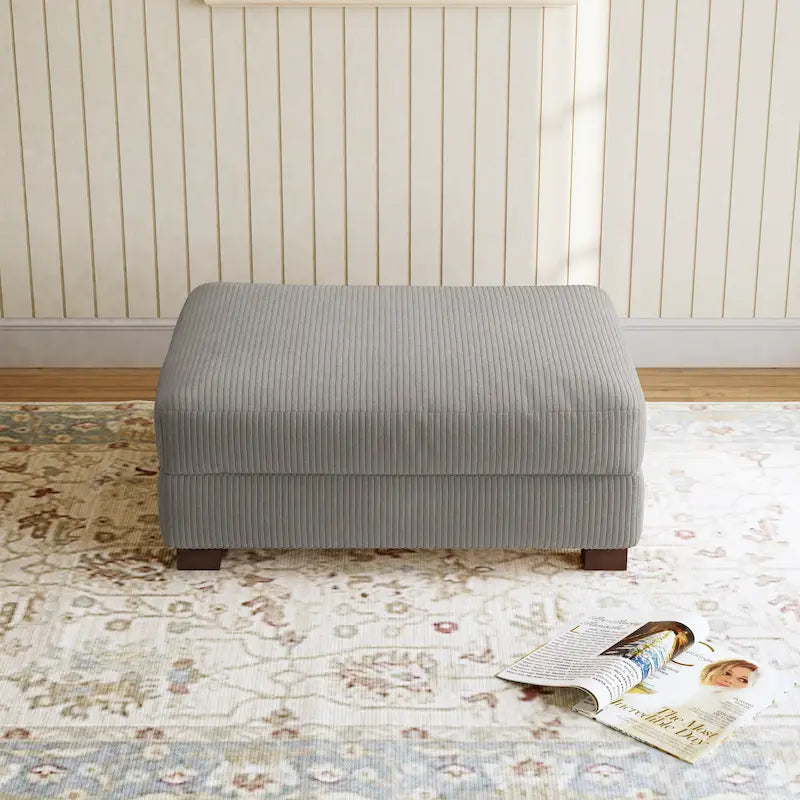 Grand pouf décoratif moderne en velours côtelé