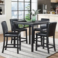 Set da pranzo moderno da 5 pezzi con tavolo quadrato da bar e 4 sedie imbottite