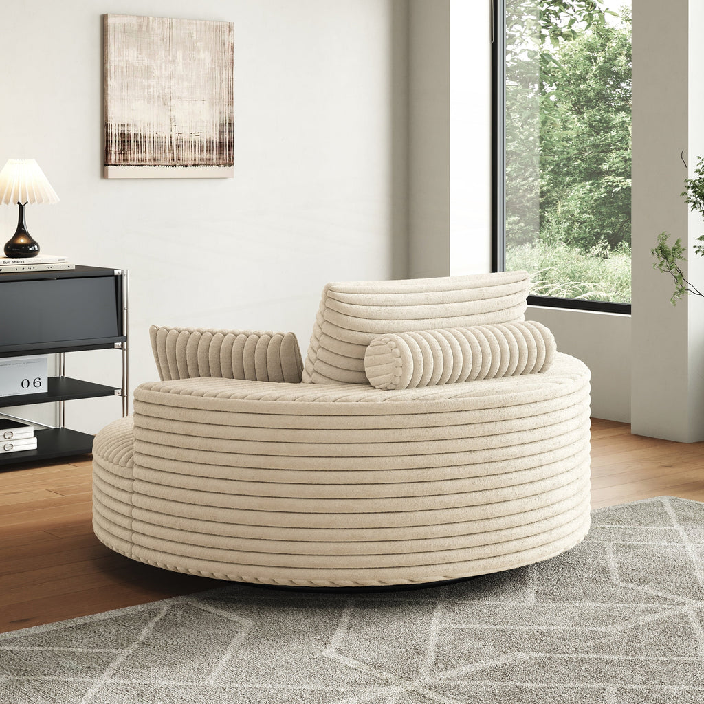 Einzelsessel mit Cord-Chenille-Bezug und Schaumstoffpolsterung, drehbar