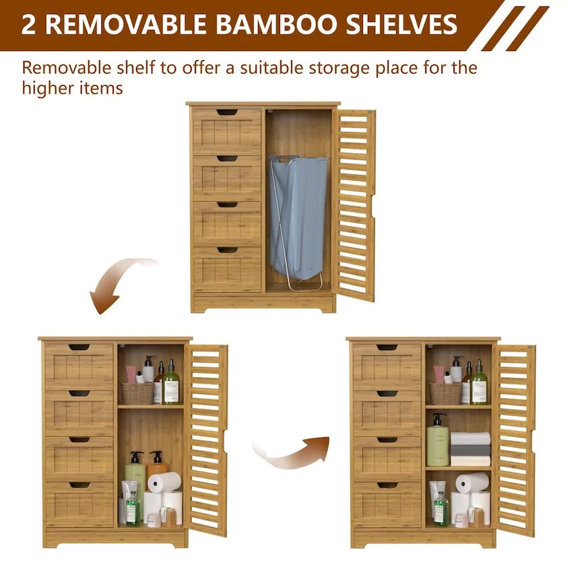 Meuble de rangement de salle de bain sur pieds VEIKOUS avec 4 tiroirs