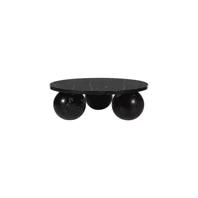 Table basse ronde en marbre avec pieds sphériques, multicolore, pour 4 personnes??