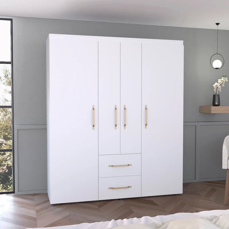 Armoire Bariloche avec tringles de penderie, étagères et 2 tiroirs