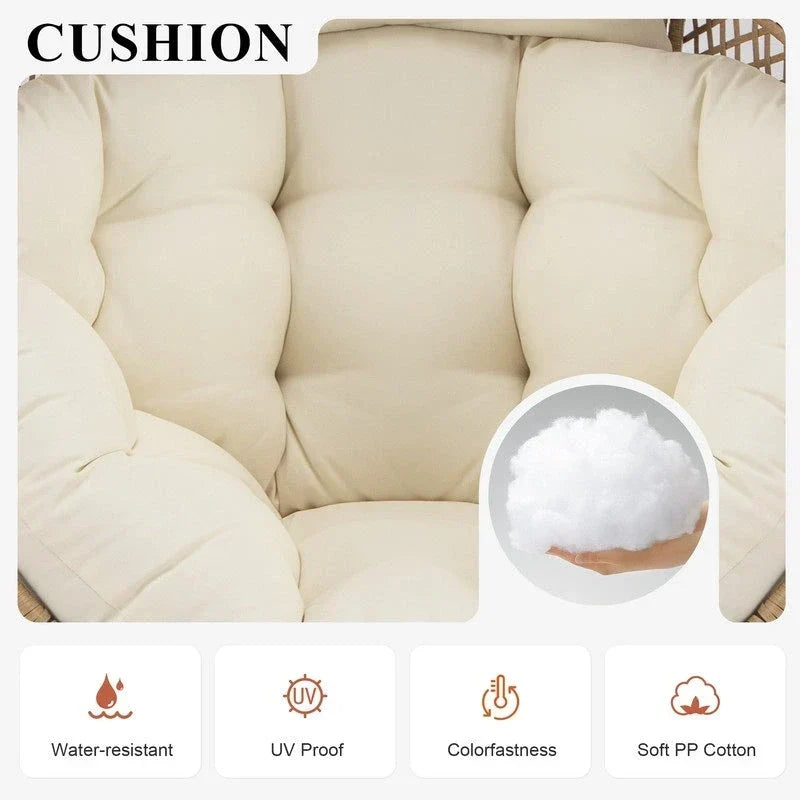 Fauteuil œuf d’intérieur FINCATI, fauteuil œuf d’extérieur supportant 440 lb, fauteuil œuf grand format avec pouf, fauteuil œuf luxueux et confortable avec repose-pieds