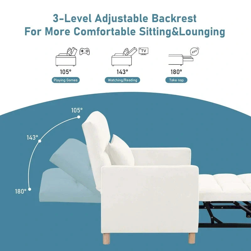 Fauteuil-lit convertible Aukfa, fauteuil une place avec oreiller