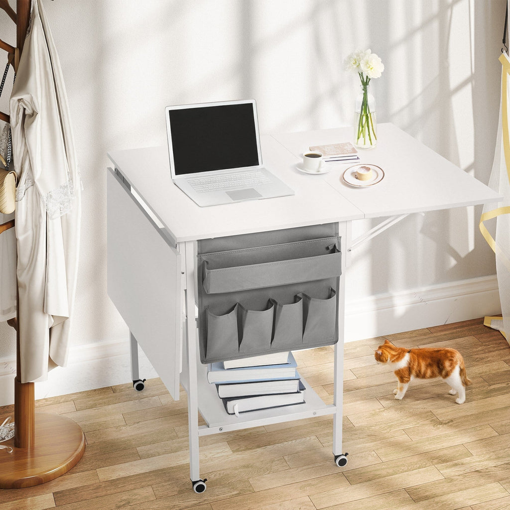 Table d’activités réglable en hauteur avec étagères de rangement, table de découpe pliante et mobile pour bureau à domicile, couture ou loisirs créatifs