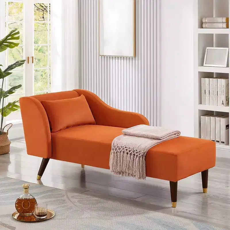 Moderne chaise longue van fluweel, gestoffeerde chaise longue met gebogen armleuning, slaapbank voor slaapkamer, kantoor of woonkamer