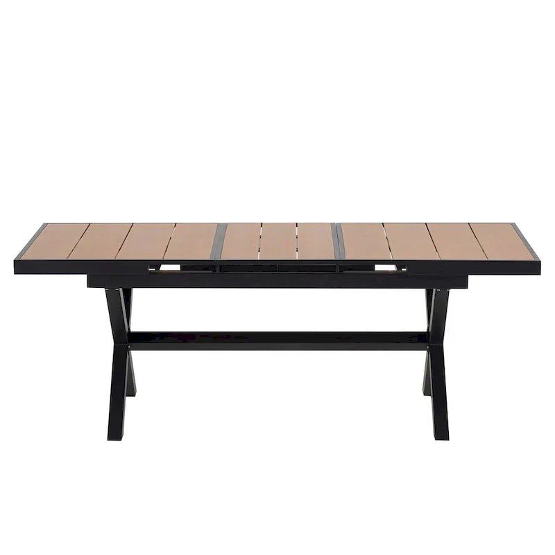 7-teiliges ausziehbares Outdoor-Essset mit ausziehbarem Tisch und 6 Armlehnstühlen
