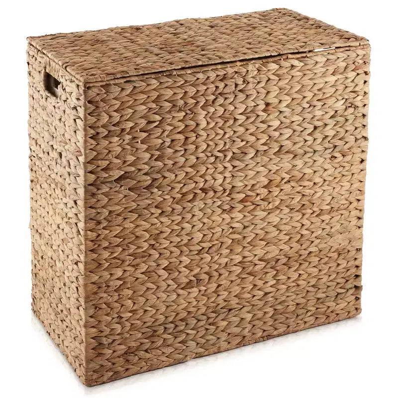 Panier à linge Casafield à 2 compartiments avec couvercle et sacs doublure amovibles, panier de tri tressé en jacinthe d’eau pour vêtements