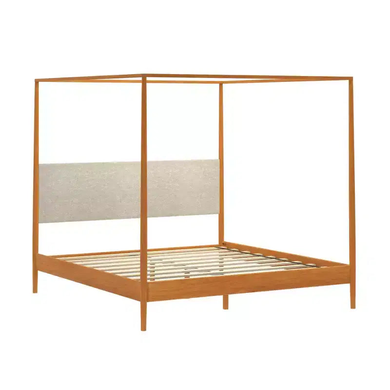 Harbor Himmelbett in King-Size mit gepolstertem Kopfteil, Blond/Swiss Coffee (MD2411-01)