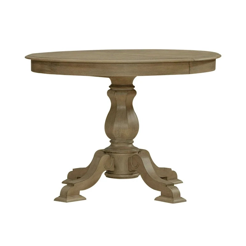 Tavolo da pranzo rotondo Magnolia Manor con base a colonna e prolunghe - 2 finiture