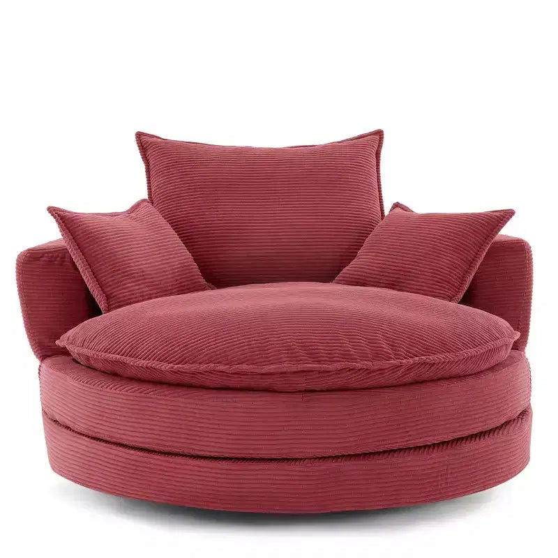 Fauteuil d’appoint pivotant à 360°, fauteuil tonneau rond pivotant avec coussin pour le salon