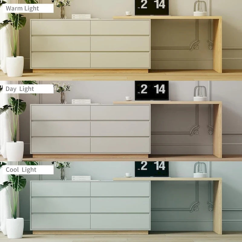 Bureau d’angle blanc de 55.2 pouces avec 6 tiroirs de rangement