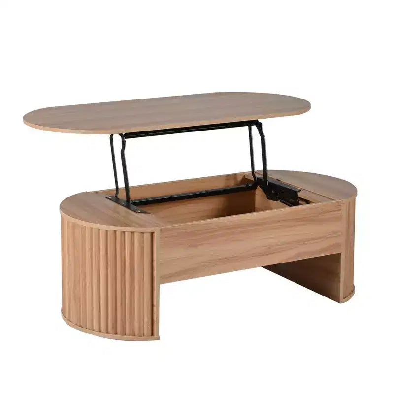 Salontafel van 47.2'' met hefbaar blad, ovale houten middentafel met verborgen opbergruimte, moderne cocktailtafel voor woonkamer, slaapkamer en kantoor