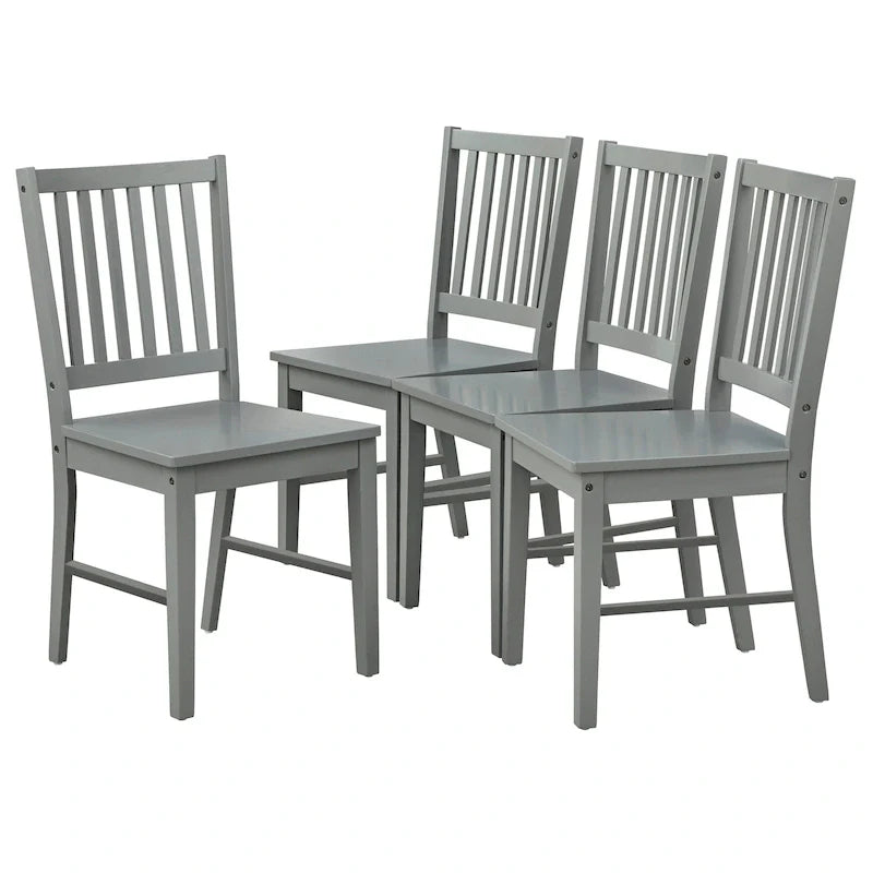 Set mit 4 Esszimmerstühlen aus Massivholz mit Sprossenlehne, stabilem Gestell, klassischem Design und einfacher Montage