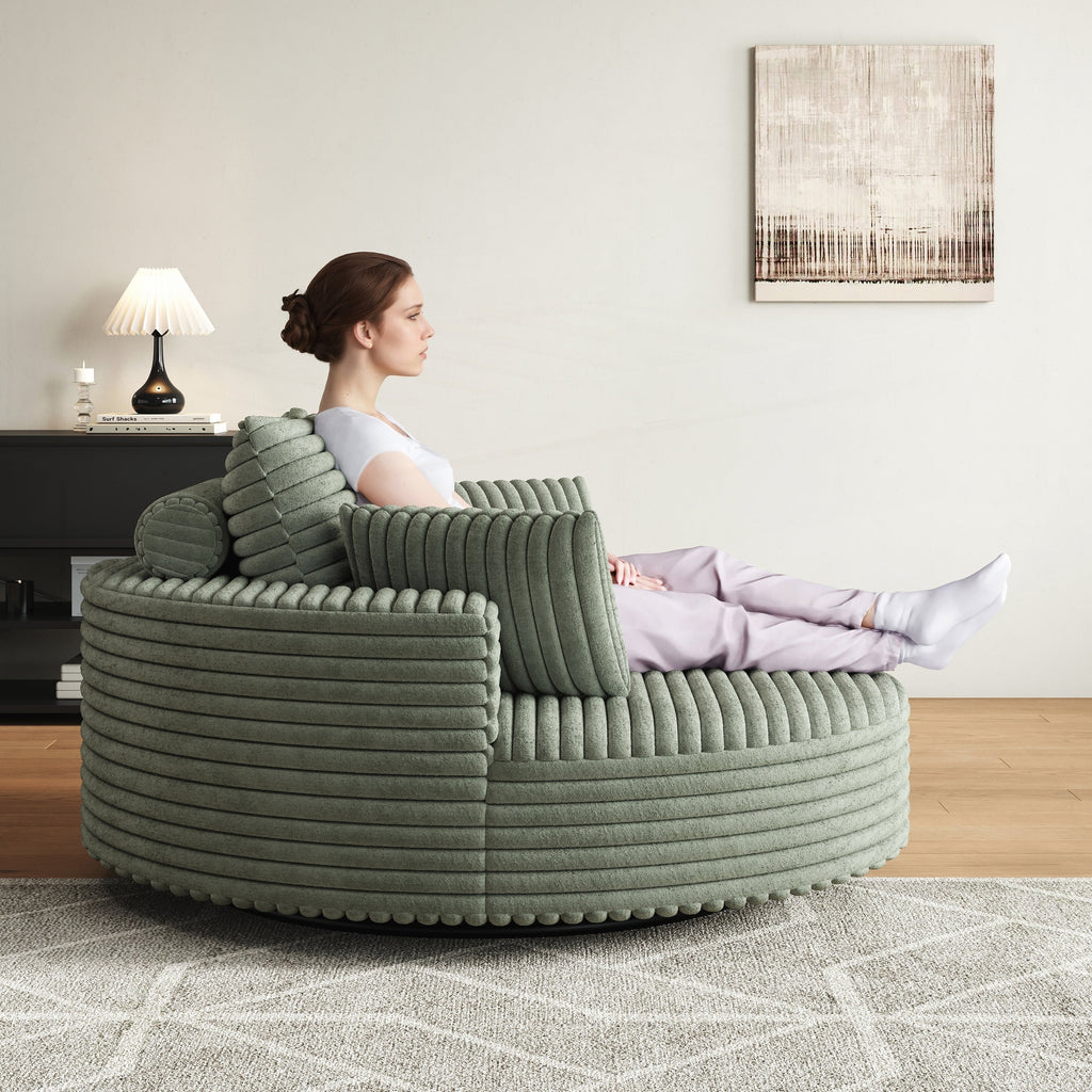 Einzelsessel mit Cord-Chenille-Bezug und Schaumstoffpolsterung, drehbar
