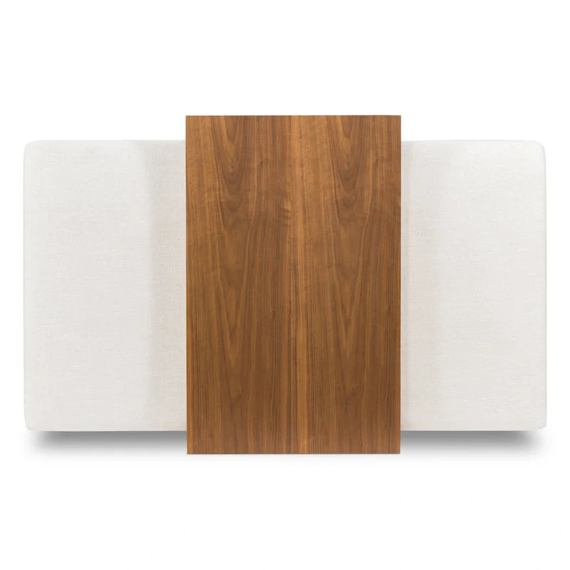 Pouf Poly & Bark Jarmo con tavolino regolabile in noce - vera pelle italiana pieno fiore