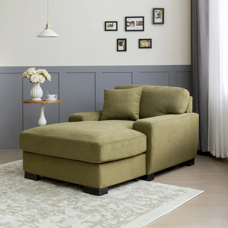 Modernes übergroßes Chaiselongue-Schlafsofa im Mid-Century-Stil mit Kissen