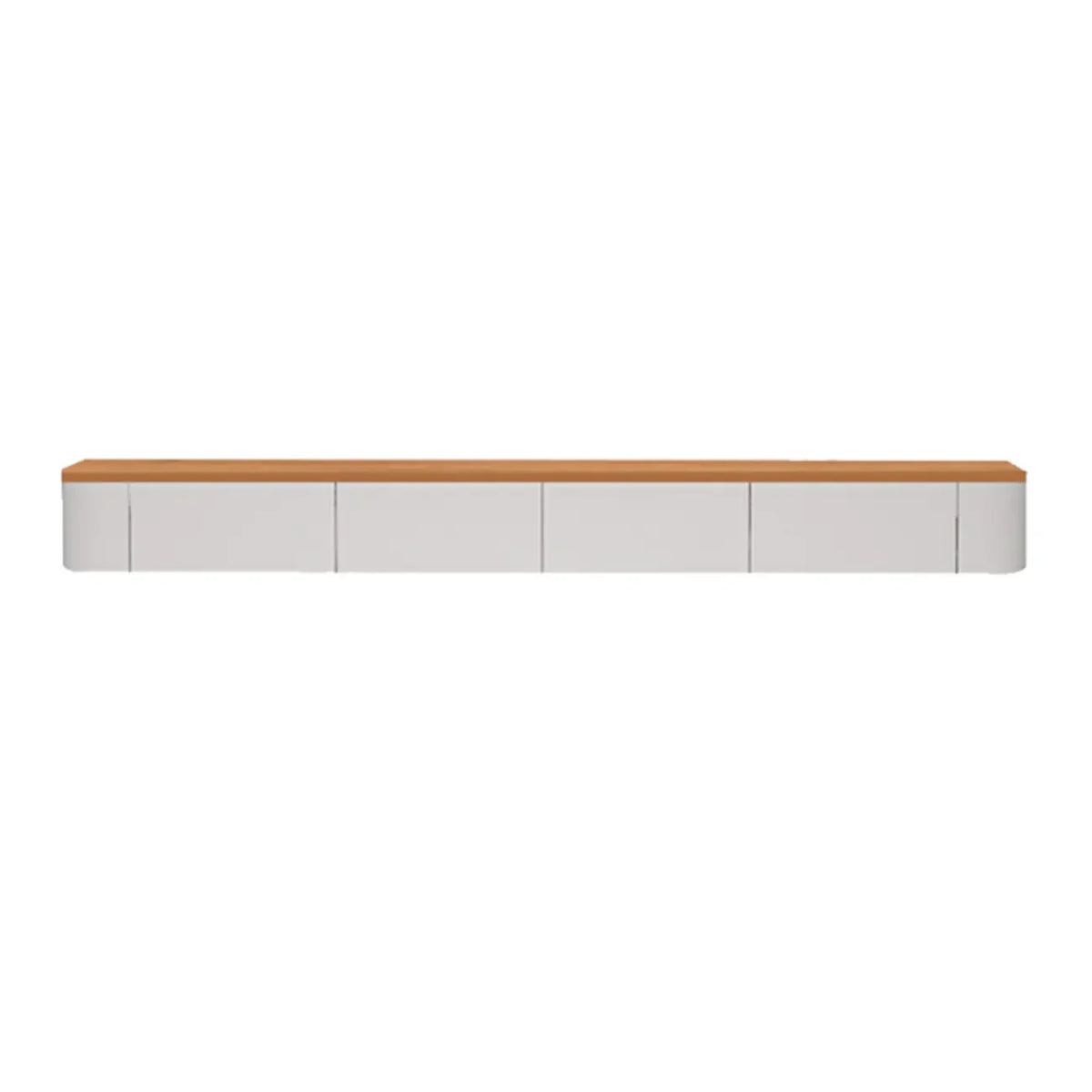 Meuble TV suspendu contemporain, long, en bois blanc, avec tiroirs
