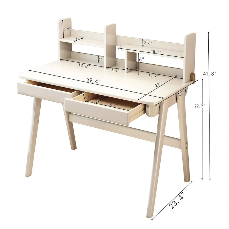Bureau pour enfant, table en bois avec étagère à livres - N/A