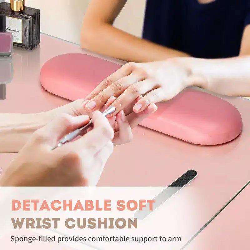 Zwart / roze moderne manicuretafel met glazen blad en polssteun, één werkplek